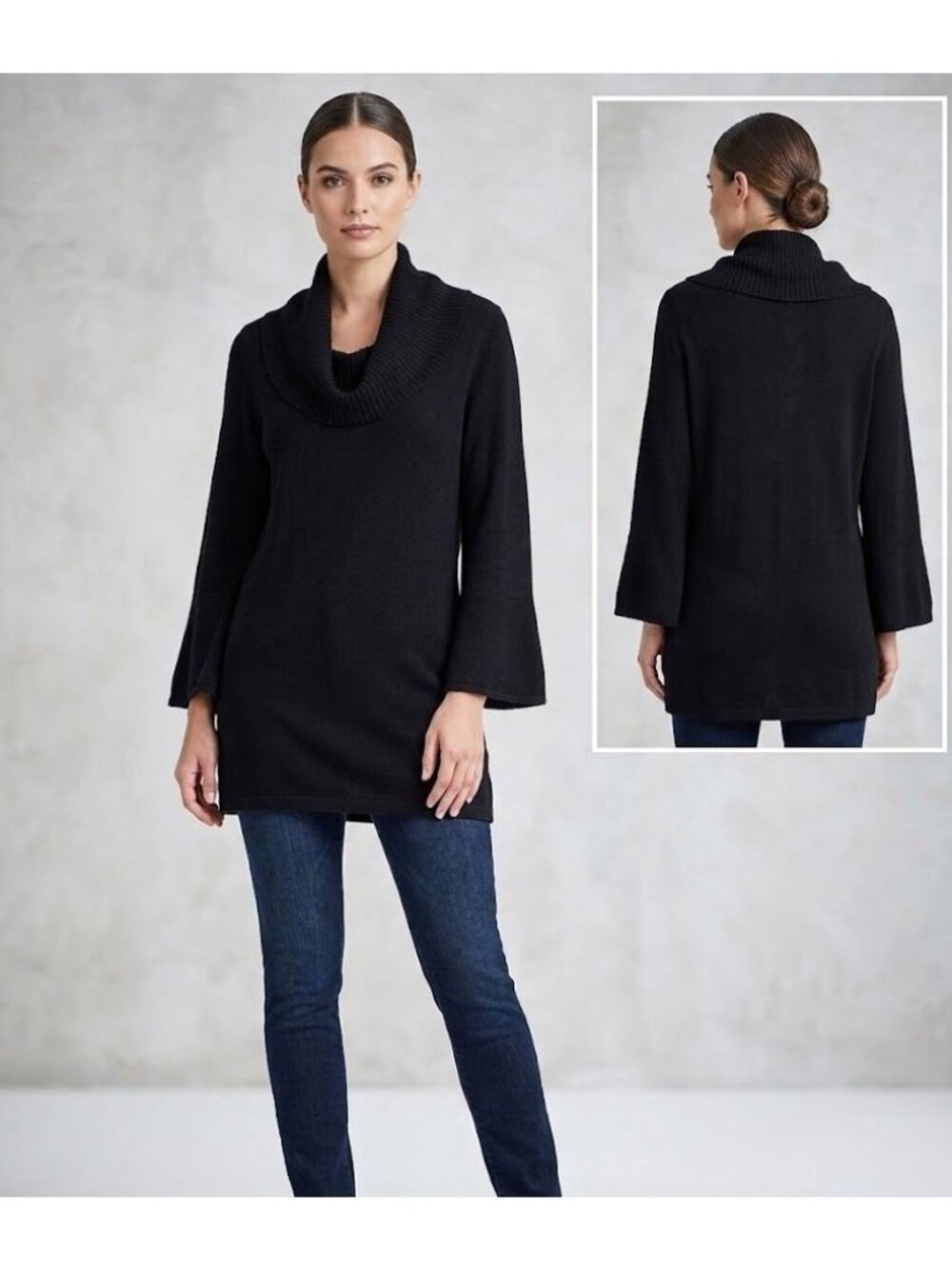 Kenneth Cole Black Knit Cowl Neck Sweater Womens S